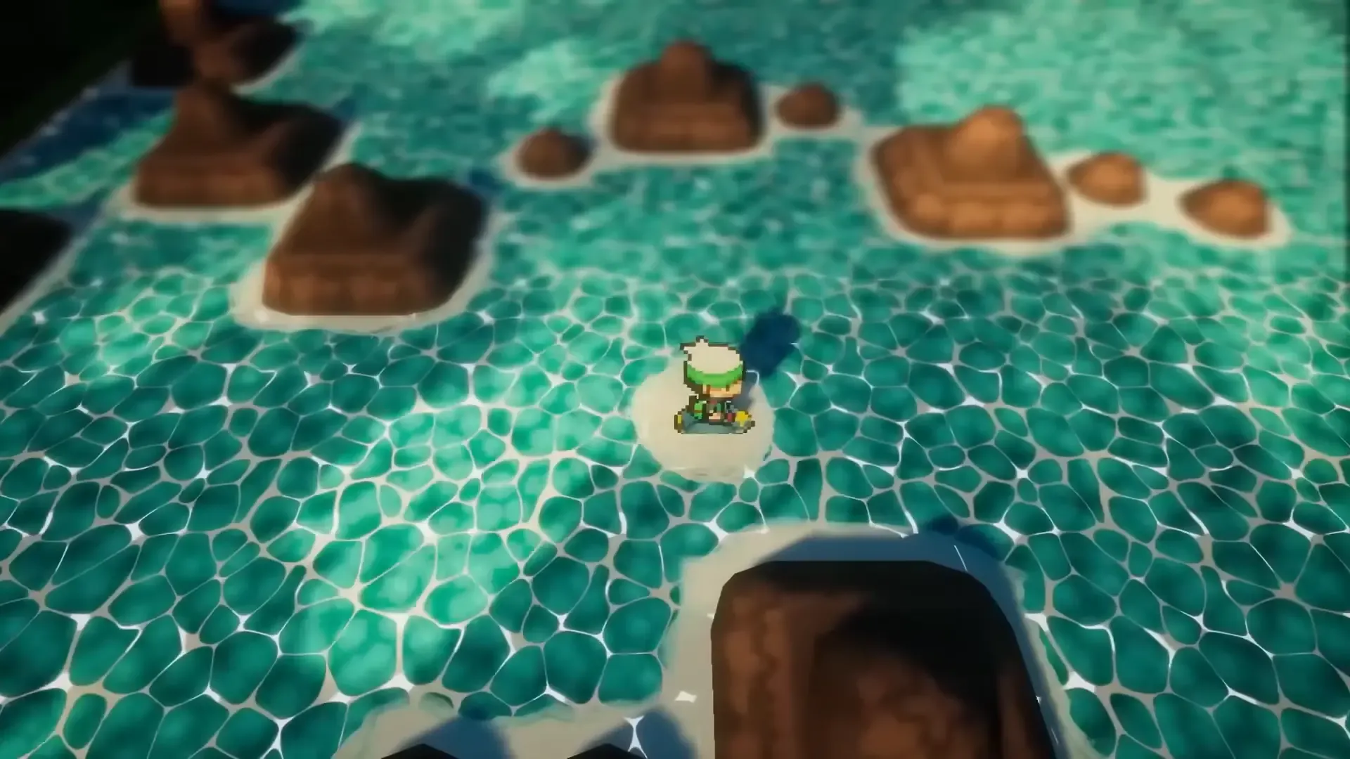 A trainer surfing across clear blue water in Pokemon Gamma Emerald